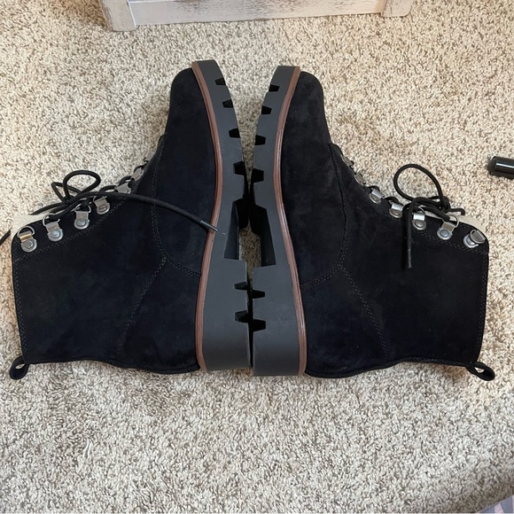 Cliffs By White Mountain Black Suede Sherpa Lined Hiking Gorpcore Boots - Picture 12 of 15